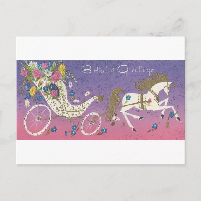Vintage Birthday Greetings Carriage Postcard (Front)