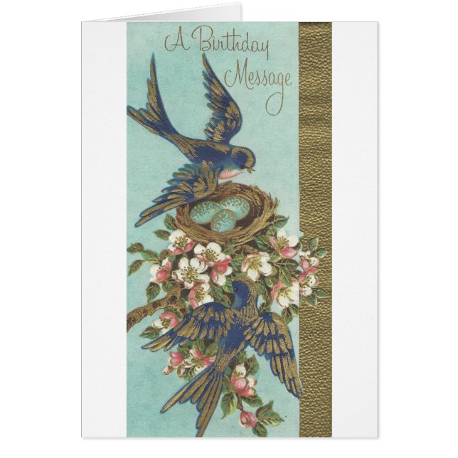 Vintage Birthday Message Birds (Front)