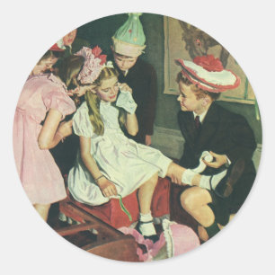 Vintage Birthday Party, Pin the Tail on the Donkey Classic Round Sticker