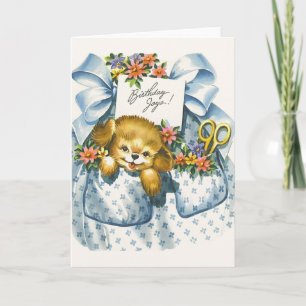 Vintage Birthday Puppy Greeting Card