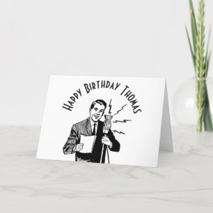 Vintage Birthday Radio Announcer Card