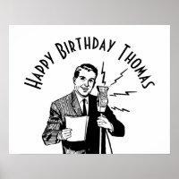 Vintage Birthday Radio Announcer