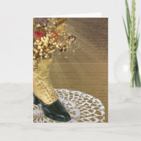 vintage birthday shoe on lace doily