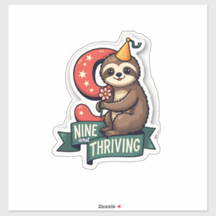 Vintage Birthday Sloth Girl Party Vector Design 2