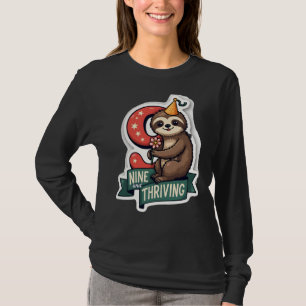 Vintage Birthday Sloth Girl Party Vector Design 2 T-Shirt