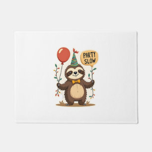 Vintage Birthday Sloth Retro Party Animal Design 2 Doormat