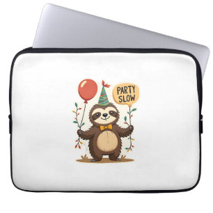 Vintage Birthday Sloth Retro Party Animal Design 2 Laptop Sleeve