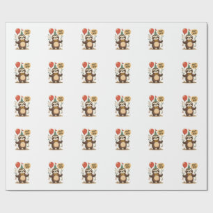 Vintage Birthday Sloth Retro Party Animal Design 2 Wrapping Paper