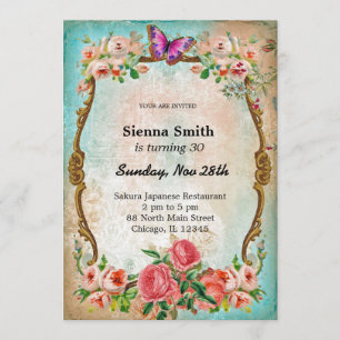 Vintage birthday style invitation