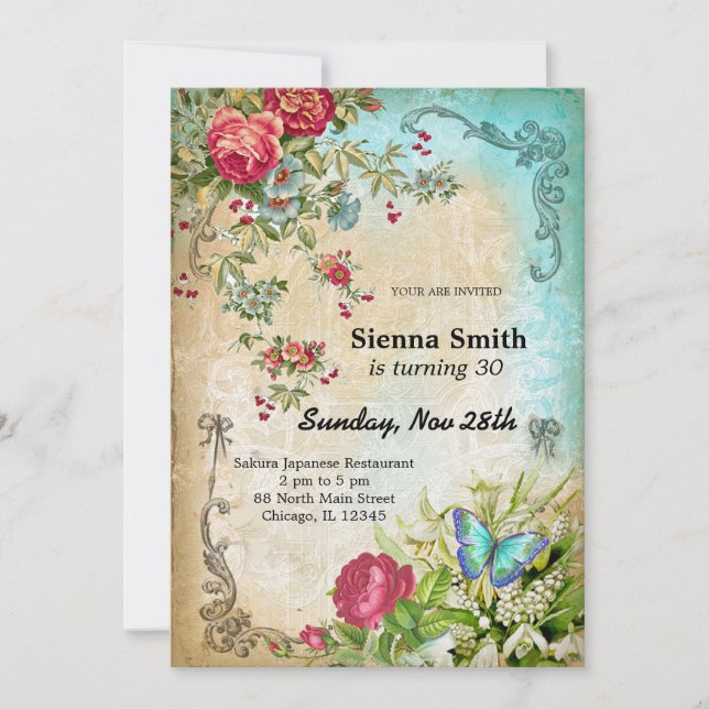 Vintage birthday style invitation (Front)
