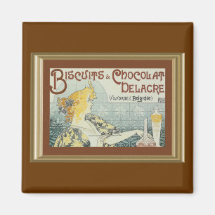 Vintage Biscuits Chocolat Delacre Ad Magnet