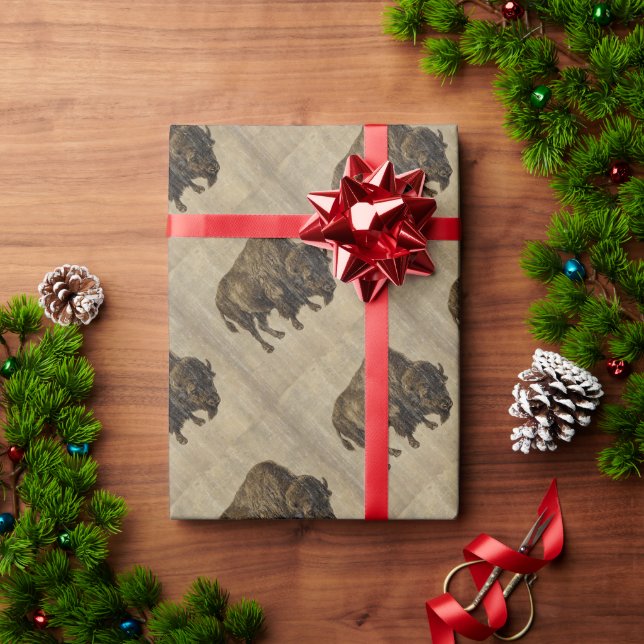 Vintage Bison Wrapping Paper (Holiday Gift)