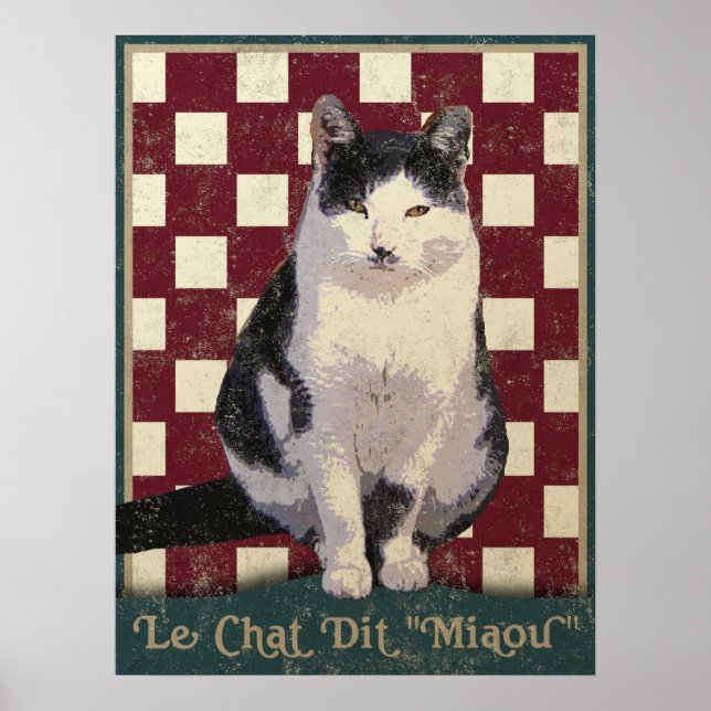 Vintage Bistro Cat Poster (Front)