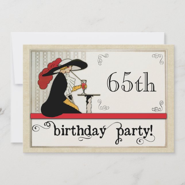 Vintage Bistro Custom Womans Birthday Personalised Invitation (Front)