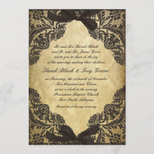 Vintage Black and Cream Lace Invitation