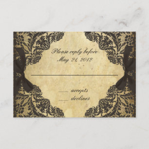 Vintage Black and Cream Lace - RSVP Card