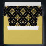 Vintage Black and Gold Art Deco Wedding Envelope<br><div class="desc">Custom gold coloured wedding envelopes feature an ornate diamond shaped pattern that is printed on the inside flap in black and gold,  and black vintage Art Deco style return address text on outside of the back flap.</div>