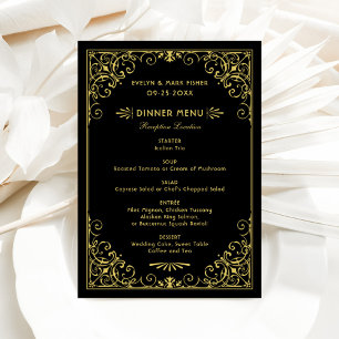 Vintage Black and Gold Art Deco Wedding Menu
