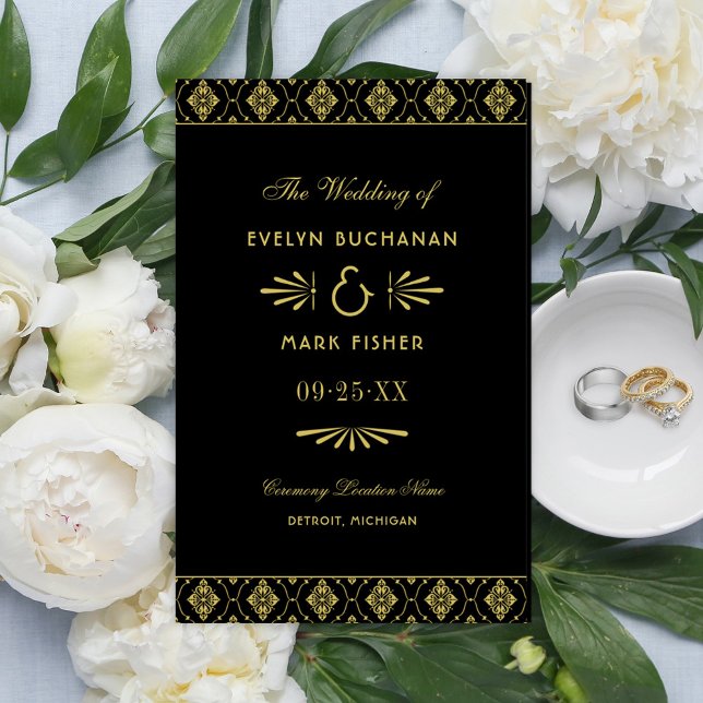 Vintage Black and Gold Art Deco Wedding Programs (Creator Uploaded)