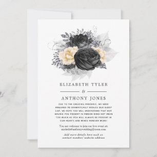 Vintage Black and Gold Floral Bee Wedding Guests Announcement