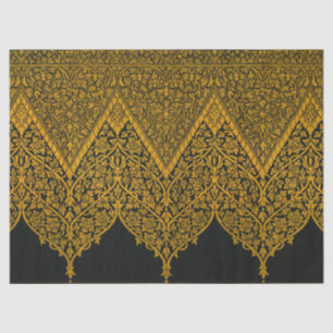Vintage Black and Gold Indian Floral Pattern Tissue Paper