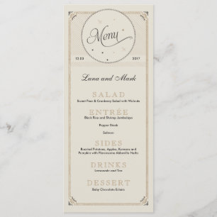 Vintage Black and Gold Night Sky Menu Cards