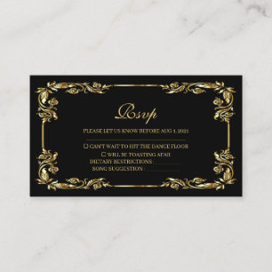 Vintage Black and Gold Royal RSVP Card