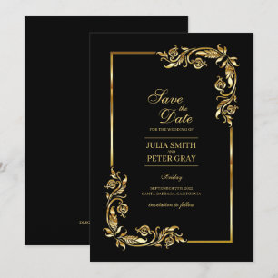 Vintage Black and Gold Royal Save The Date Invitation