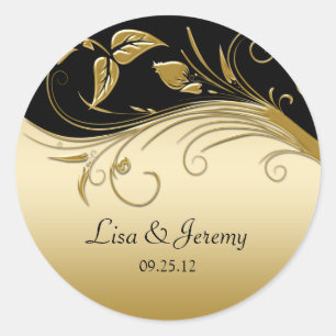 Vintage Black and Gold Save The Date Sticker