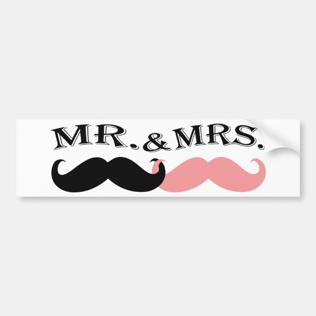 Vintage Black and Pink Moustache Bumper Sticker (Front)