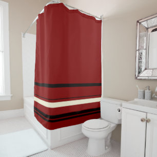 Vintage black and red stripes  shower curtain