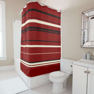 Vintage black and red stripes shower curtain