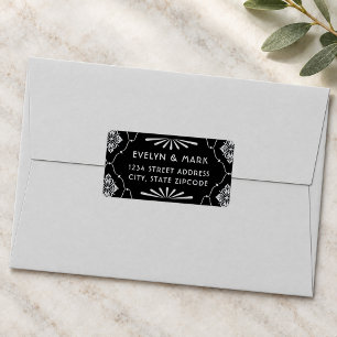 Vintage Black and Silver Art Deco Wedding Address Label