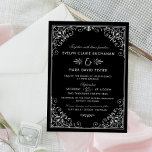 Vintage Black and Silver Art Deco Wedding Invitation<br><div class="desc">Elegant and glamourous art deco wedding invitations inspired by ornate vintage Gatsby style and the roaring 20s. Card design features a black and silver grey colour scheme,  ornate decorative frame and pattern,  and stylish typography that can be completely personalised.</div>