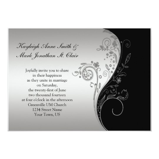 Vintage Black and Silver Wedding Invitation | Zazzle.com.au
