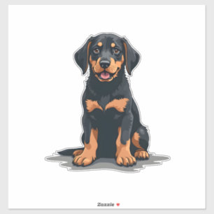 Vintage Black and Tan Dog Back View Illustration P