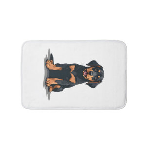 Vintage Black and Tan Dog Back View Illustration P Bath Mat
