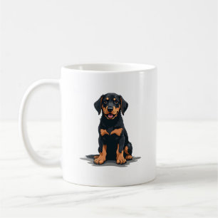 Vintage Black and Tan Dog Back View Illustration P Coffee Mug
