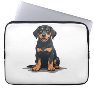 Vintage Black and Tan Dog Back View Illustration P Laptop Sleeve