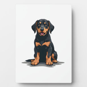 Vintage Black and Tan Dog Back View Illustration P Plaque