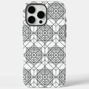 Vintage Black and White Abstract Linear Pattern iPhone 16 Pro Max Case