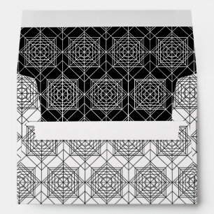 Vintage Black and White Abstract Linear Pattern Envelope