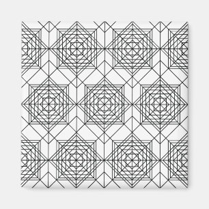 Vintage Black and White Abstract Linear Pattern Magnet