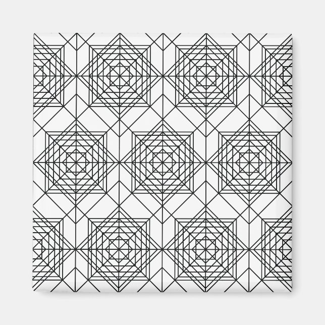 Vintage Black and White Abstract Linear Pattern Magnet (Front)