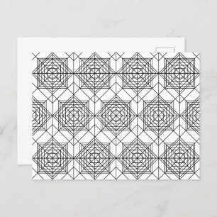 Vintage Black and White Abstract Linear Pattern Postcard