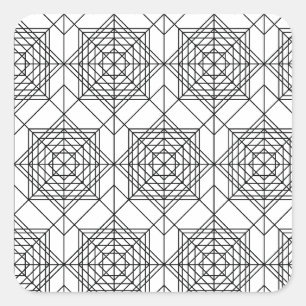 Vintage Black and White Abstract Linear Pattern Square Sticker