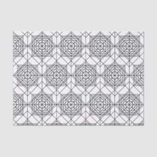 Vintage Black and White Abstract Linear Pattern Tissue Paper