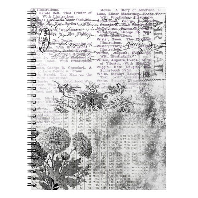 Vintage Black and White Air Mail  Notebook (Front)