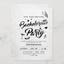 Vintage Black and White Bachelorette Invitation