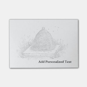 Vintage Black and White Beehive Drawing Post-it Notes
